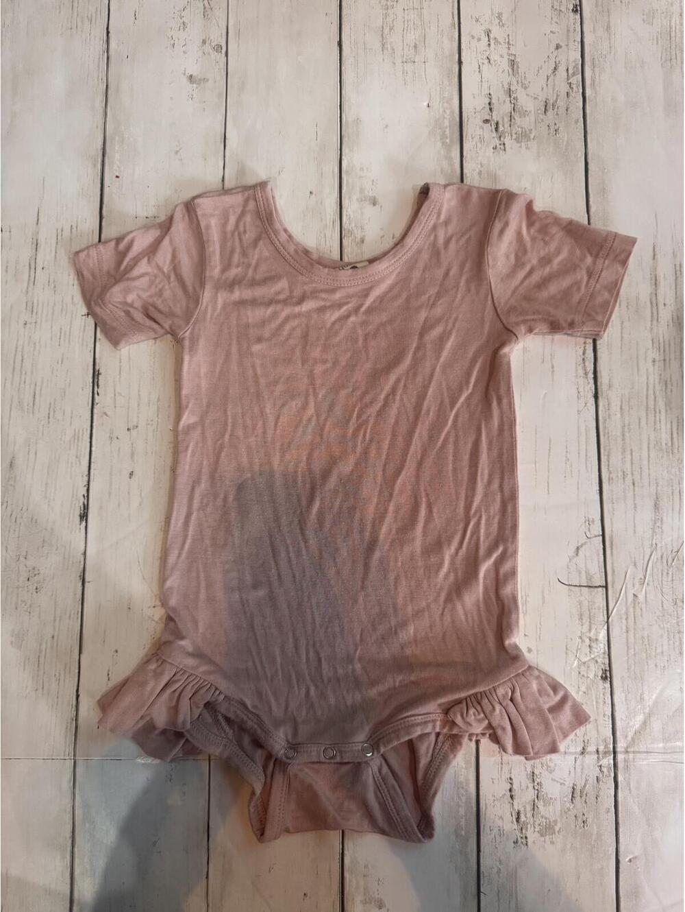 Kate Quinn Bamboo Pink Ruffle Bottom Bodysuit 12-18 Months